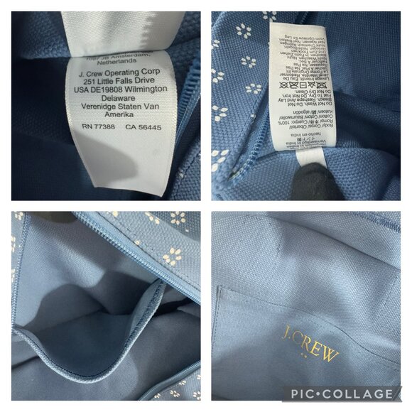 J. CREW STRUCTURED TOTE BAG ONE SIZE - CHAMBRAY BLUE WHITE - Picture 14 of 15